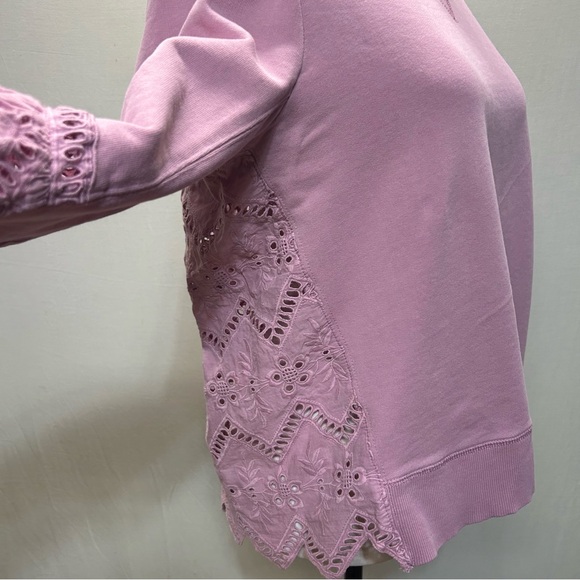 Anthropologie Forever That Girl Lavender Eyelet  Balloon Sleeve Sweatshirt M - Picture 15 of 16